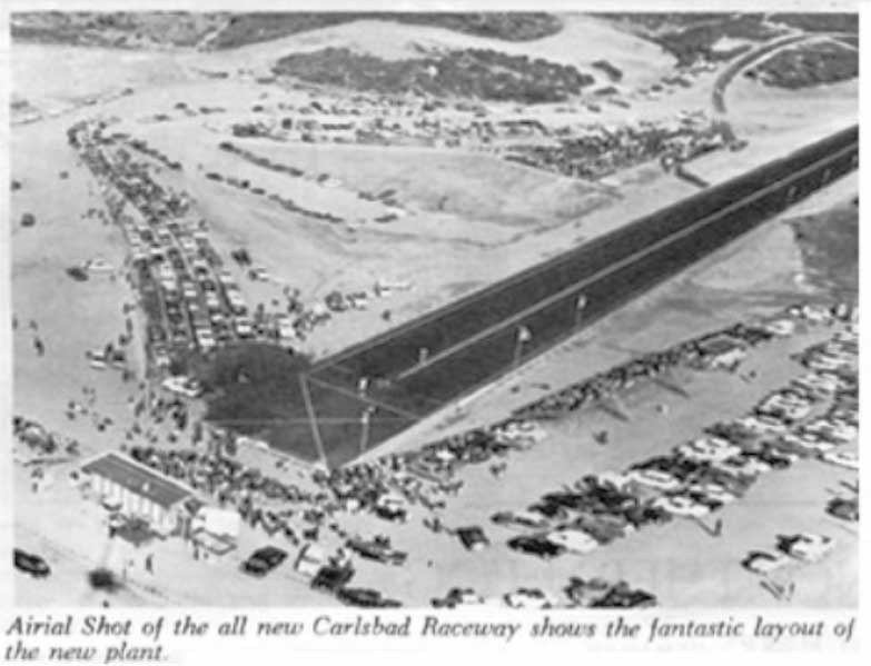 Carlsbad Raceway before the lanes were paved